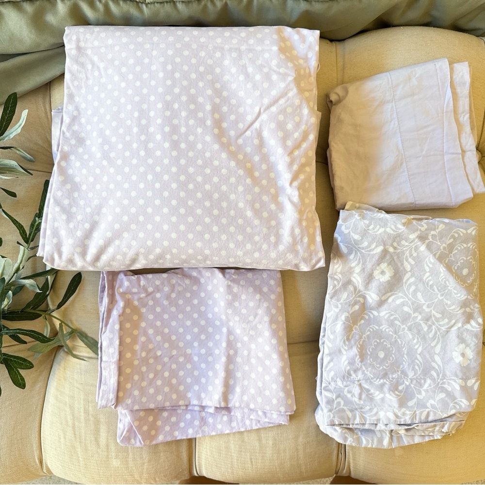 Pottery Barn Kids Lavender Polka Dot and Floral Bedding
